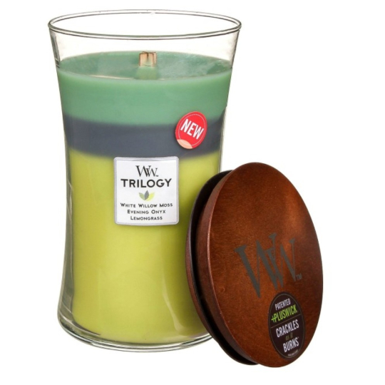 WoodWick Trilogy Woodland Shade - Lesní stín vonná svíčka s dřevěným knotem a víčkem sklo velká 609,5 g