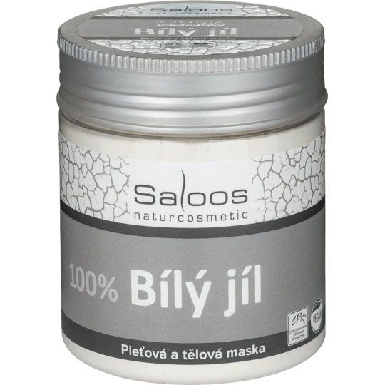 Saloos Bio 100% Francouzský bílý jíl tělová a pleťová maska na lupenku, ekzémy, snižuje tvorbu mazu 100 g