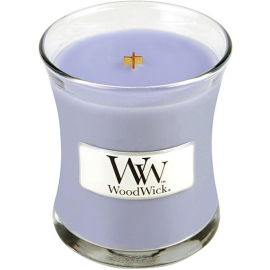 WoodWick Lavender Spa - Levandulové lázně vonná svíčka s dřevěným knotem a víčkem sklo malá 85 g