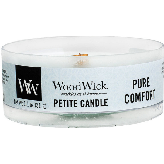 WoodWick Pure Comfort - Čistota a pohodlí vonná svíčka s dřevěným knotem petite 31 g