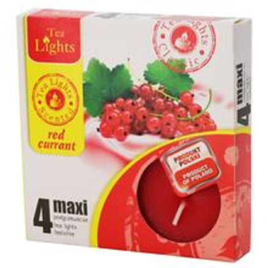 Tea Lights Red Currant vonné čajové svíčky Maxi 4 kusy