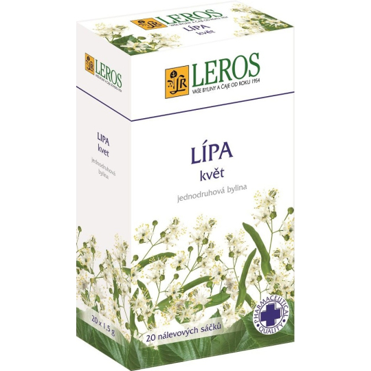 Leros Lípa květ bylinný čaj při nachlazení, zápal dýchacích cest, horečka 20 x 1,5 g