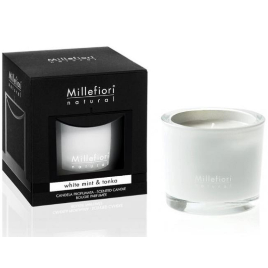Millefiori Milano Natural White Mint & Tonka - Bílá máta a Tonkové boby Vonná svíčka hoří až 60 hodin 180 g