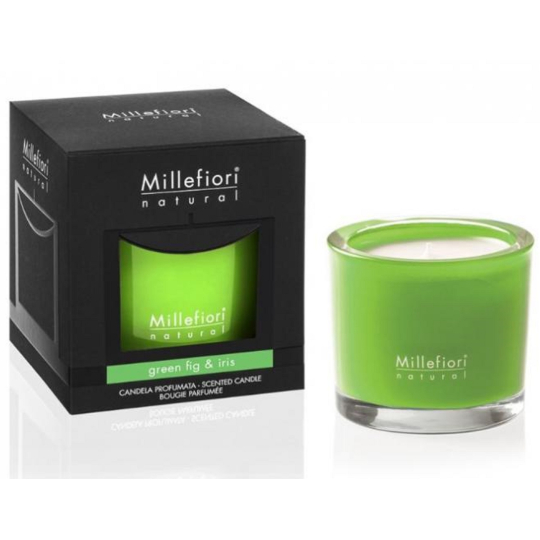 Millefiori Milano Natural Green Fig & Iris - Zelený fík a Kosatec Vonná svíčka hoří až 60 hodin 180 g