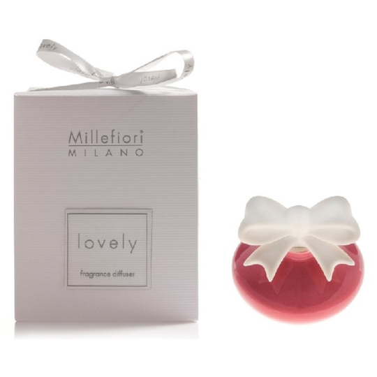 Millefiori Milano Lovely Difuzér mini nádobka pro vzlínání vůně pomocí porézní vrchní části mašlička fialová