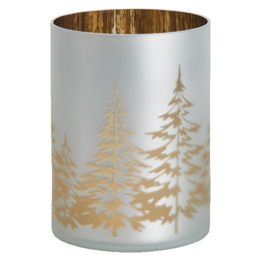 Yankee Candle Winter Trees - Zimní stromy svícen z matného skla, zrcadlový vnitřek na stínohru na střední a velké vonné svíčky Classic 11 x 15 cm
