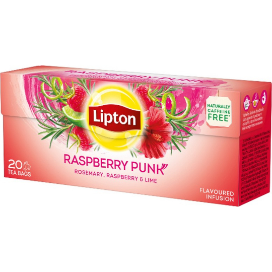 Lipton Raspberry Punk ovocný aromatizovaný čaj s rozmarýnem 20 nálevových sáčků 36 g