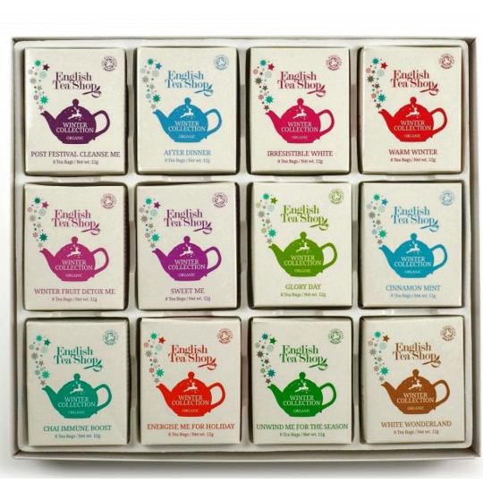 English Tea Shop Bio Bílá zimní kolekce 96 kusů bioodbouratelných nálevových sáčků čaje, dárková kazeta