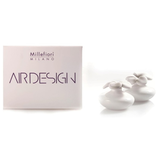Millefiori Milano Air Design Difuzér květina nádobka pro vzlínání vůně pomocí porézní vrchní části mini bílá 2 kusy, 80 ml, 7 x 6 cm