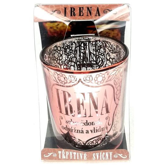 Albi Třpytivý svícen ze skla na čajovou svíčku IRENA, 7 cm