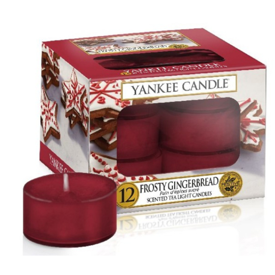 Yankee Candle Frosty Gingerbread - Perník s polevou vonná čajová svíčka 12 x 9,8 g
