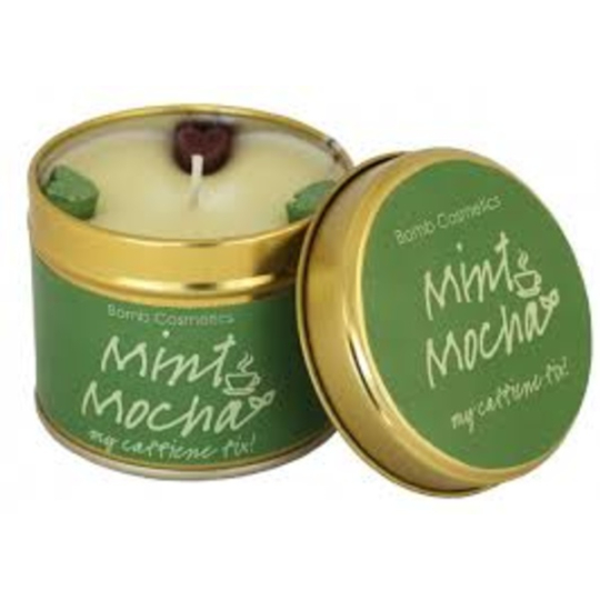 Bomb Cosmetics Mint Mocha Vonná přírodní, ručně vyrobena svíčka v plechové dóze hoří až 35 hodin