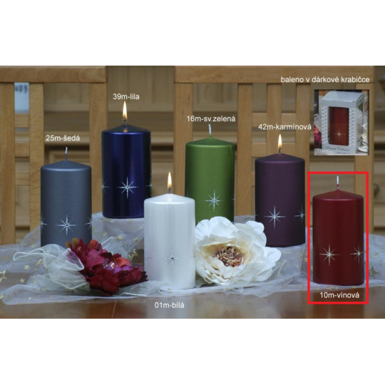 Lima Zirkon svíčka vínová válec 80 x 150 mm 1 kus