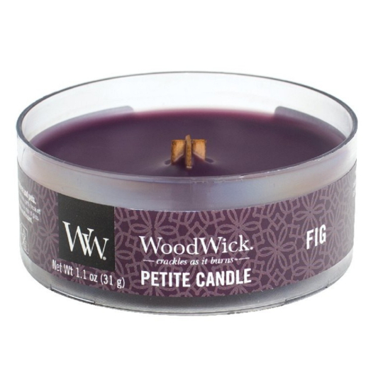 WoodWick Fig - Fík vonná svíčka s dřevěným knotem petite 31 g