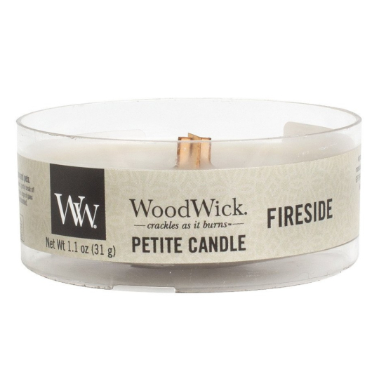 WoodWick Fireside - Oheň v krbu vonná svíčka s dřevěným knotem petite 31 g