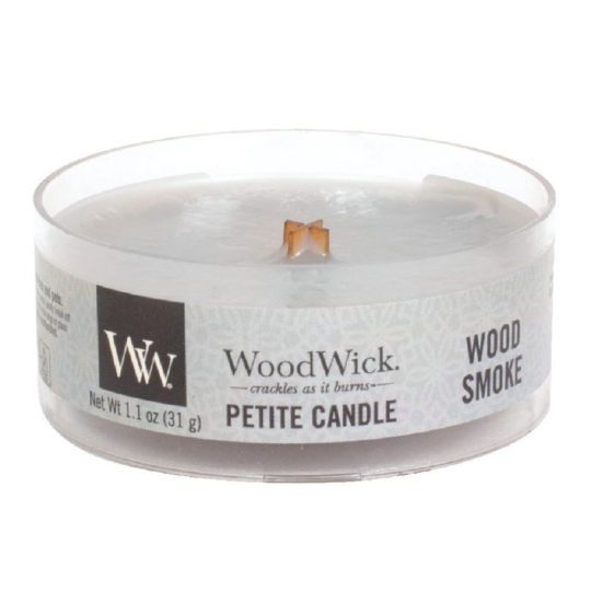 WoodWick Wood Smoke - Kouř z cedrového dřeva vonná svíčka s dřevěným knotem petite 31 g
