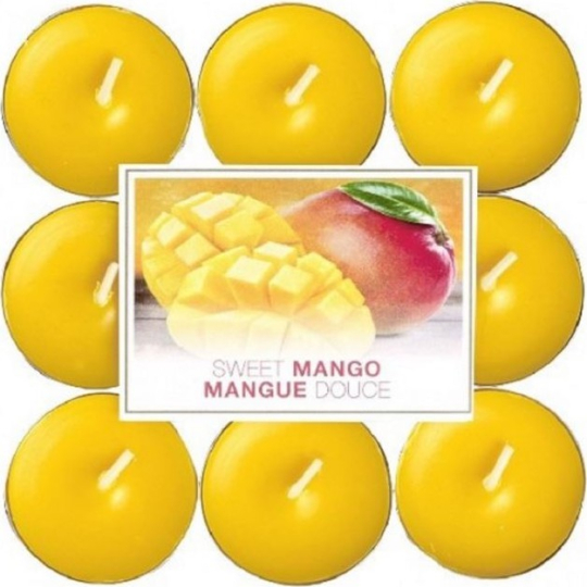 Bolsius Aromatic Sweet Mango - Sladké mango vonné čajové svíčky 18 kusů, doba hoření 4 hodiny