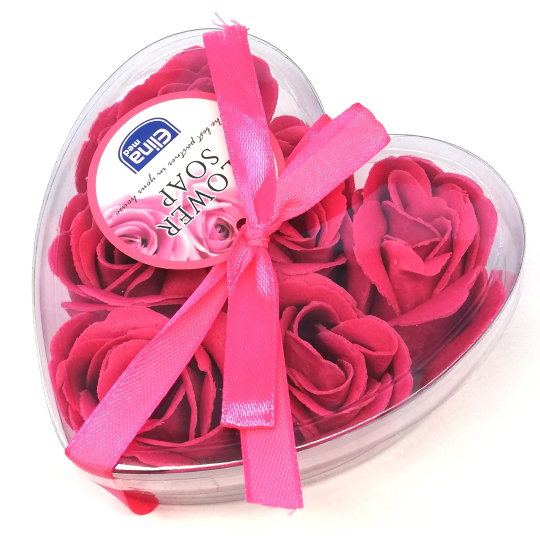 Elina Květy růže toaletní mýdlo růžové srdce 6 kusů