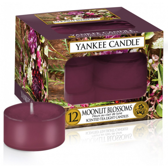 Yankee Candle Moonlit Blossoms - Květiny ve svitu měsíce vonná čajová svíčka 12 x 9,8 g