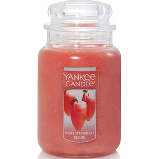 Yankee Candle White Strawberry Bellini - Bílý jahodový koktejl vonná svíčka Classic velká sklo 623 g