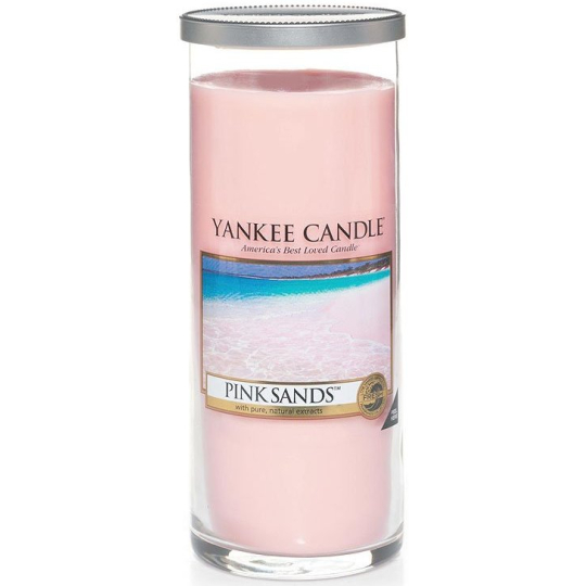 Yankee Candle Pink Sands - Růžové písky Décor vonná svíčka velký válec sklo 75 mm 566 g