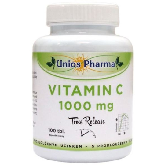 Uniospharma Vitamin C 1000 mg Time Released doplněk stravy při zvýšené tělesné zátěži, přispívá k normální funkci imunitního systému 100 tablet