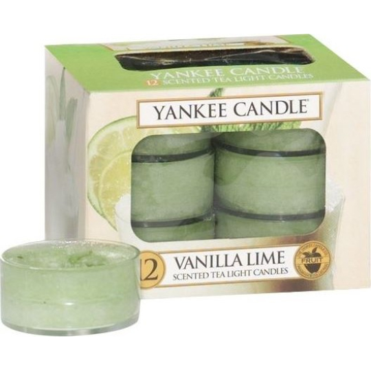 Yankee Candle Vanilla Lime - Vanilka s limetkou vonná čajová svíčka 12 x 9,8 g