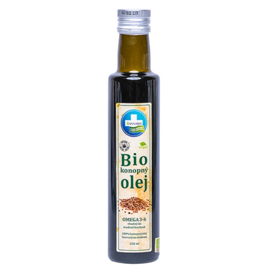 Annabis 100% Bio konopný olej, omega 3-6 vhodný do studené kuchyně 250 ml