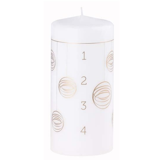 Arome Adventní kalendář baňky svíčka bílá válec 70 x 150 mm 410 g
