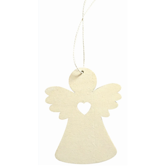Anděl dřevěný závěsný bílý 8 cm