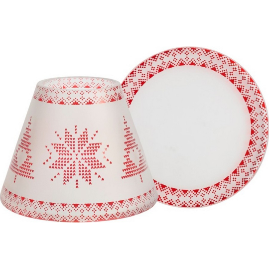 Yankee Candle Red Nordic Frosted Glass stínítko malé + talíř malý na svíčku malou Classic 8 x 10 cm (stínítko), 9 x 9 cm (talíř)