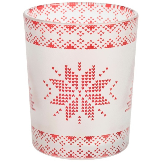 Yankee Candle Red Nordic Frosted Glass svícen na votivní a čajovou svíčku 6,5 x 5 cm