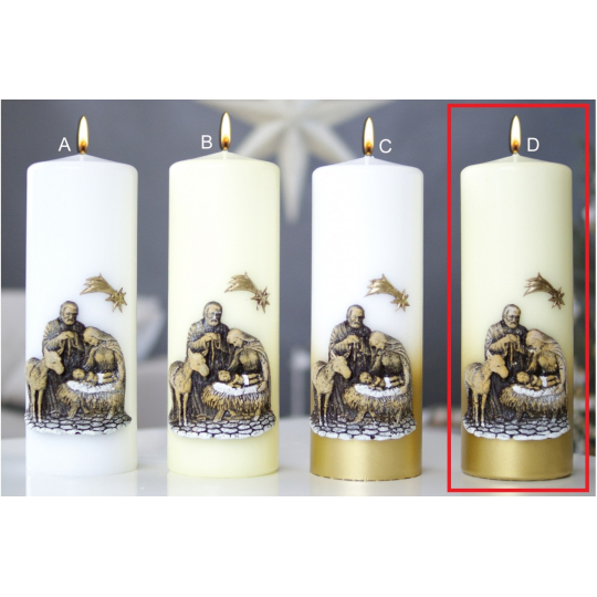 Lima Svatá rodina svíčka zlatá - slonová kost válec 70 x 200 mm 1 kus