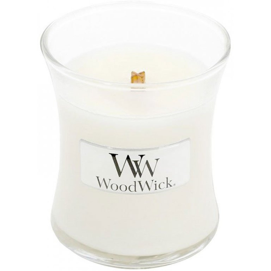 WoodWick White Teak - Bílý teak vonná svíčka s dřevěným knotem a víčkem sklo malá 85 g