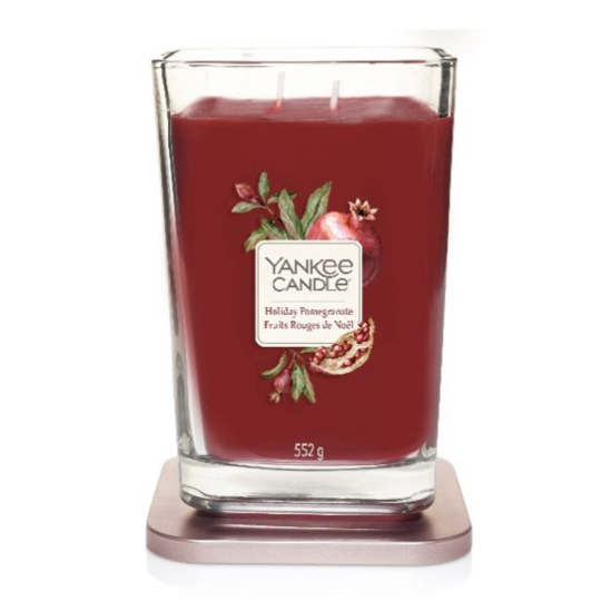 Yankee Candle Holiday Pomegranate - Sváteční granátové jablko sojová vonná svíčka Elevation velká sklo 2 knoty 553 g