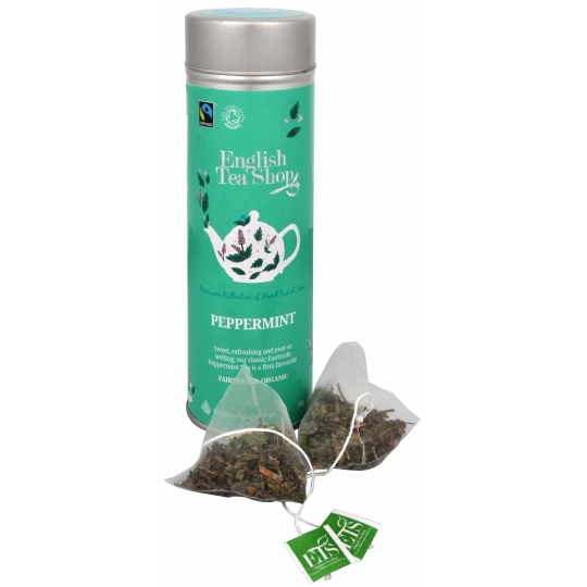 English Tea Shop Bio Čistá máta 15 kusů bioodbouratelných pyramidek čaje v recyklovatelné plechové dóze 30 g
