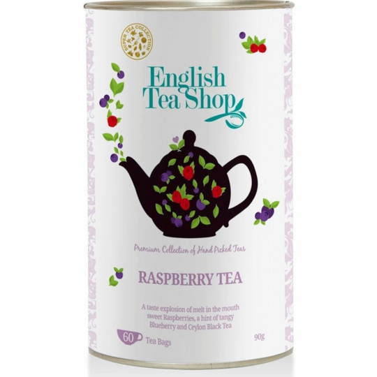 English Tea Shop Bio Černý čaj Malina 60 kusů sáčků čaje, 90 g