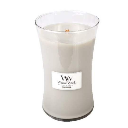 WoodWick Warm Wool - Hřejivá vlna vonná svíčka s dřevěným knotem a víčkem sklo velká 609,5 g