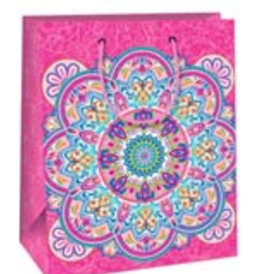 Ditipo Dárková papírová taška 18 x 23 x 10 cm růžová mandala