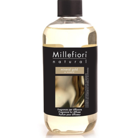Millefiori Milano Natural Mineral Gold - Minerální zlato Náplň difuzéru pro vonná stébla 500 ml