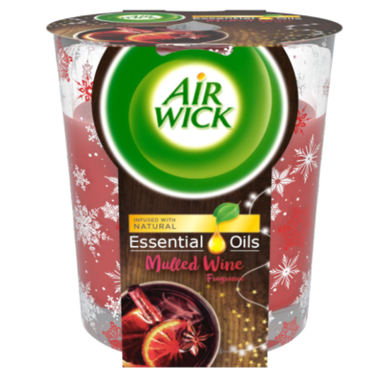 Air Wick Essential Oils Mulled Wine - Vůně svařeného vína vonná svíčka ve skle 105 g
