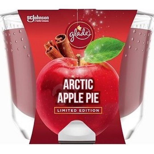 Glade Maxi Arctic Apple Pie s vůní jablka, skořice a muškátového oříšku vonná svíčka ve skle, doba hoření až 52 hodin 224 g