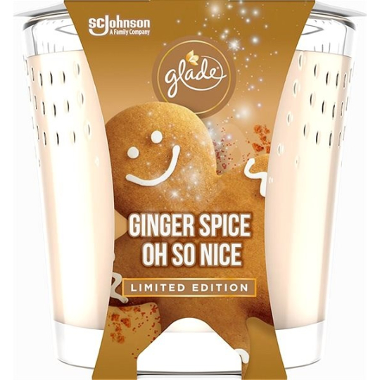 Glade Ginger Spice Oh So Nice s vůní perníkového koření a vanilky vonná svíčka ve skle, doba hoření až 32 hodin 129 g