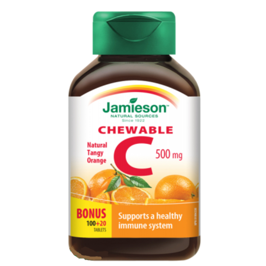 Jamieson Vitamin C Pomeranč tablety na cucání, 500 mg doplněk stravy s přírodním sladidlem 120 tablet