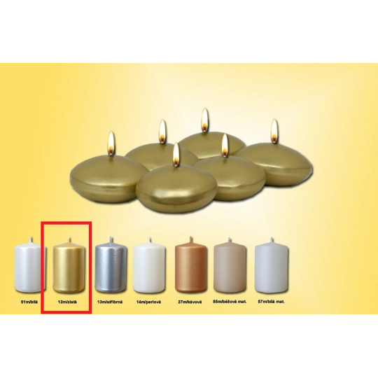 Lima Plovoucí čočka svíčka metal zlatá 50 x 25 mm 6 kusů