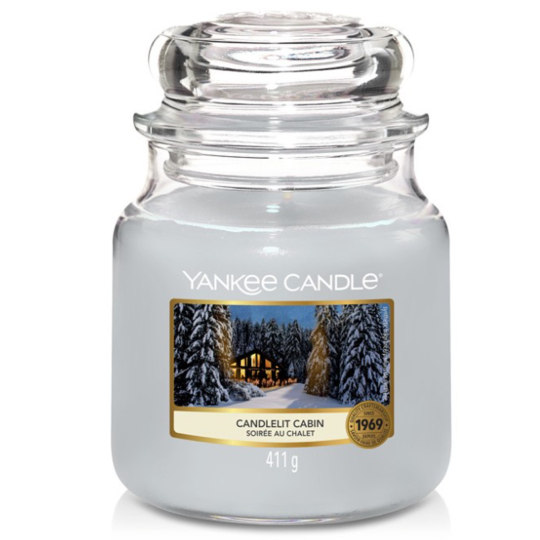 Yankee Candle Candlelit Cabin - Chata ozářená svíčkou vonná svíčka Classic střední sklo 411 g