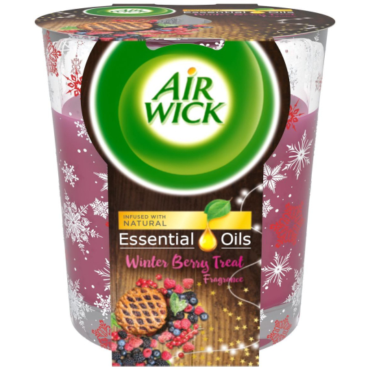 Air Wick Essential Oils Merry Berry - Vůně zimního ovoce svíčka ve skle 105 g