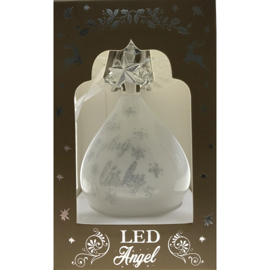 Epee Vánoční anděl s LED stříbrný - Čas plný lásky na zavěšení 10 cm