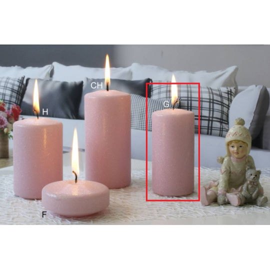 Lima Ice pastel svíčka růžová válec 50 x 100 mm, 4 kusy