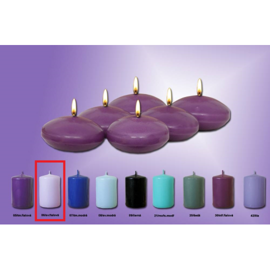 Lima Plovoucí čočka svíčka světle fialová 50 x 25 mm 6 kusů